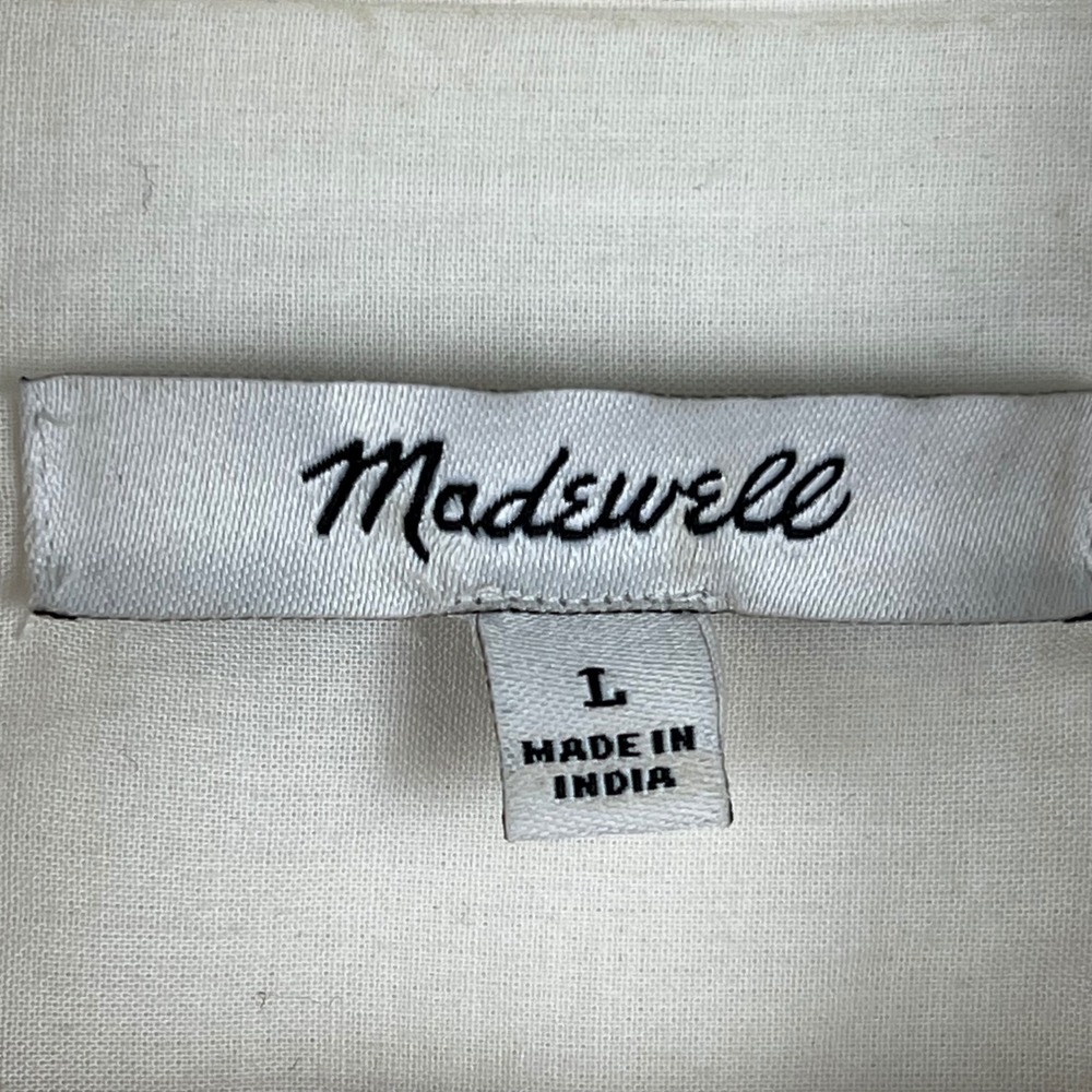 Madewell Cream Corduroy Button Down Shirt Dress Long Sleeve Pockets Womens L - Picture 3 of 11